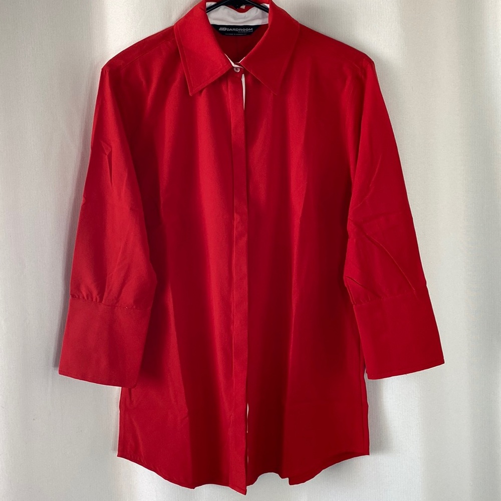 Red Blouse Ladies Button Up